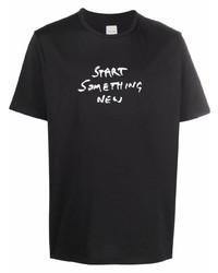 schwarzes und weißes bedrucktes T-Shirt mit einem Rundhalsausschnitt von Paul Smith