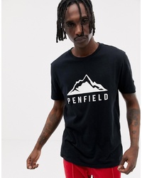 schwarzes und weißes bedrucktes T-Shirt mit einem Rundhalsausschnitt von Penfield