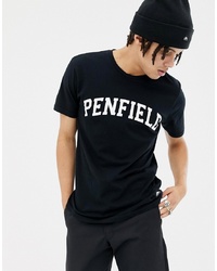 schwarzes und weißes bedrucktes T-Shirt mit einem Rundhalsausschnitt von Penfield