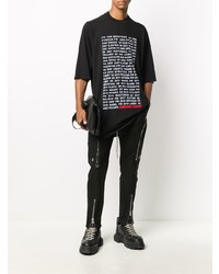 schwarzes und weißes bedrucktes T-Shirt mit einem Rundhalsausschnitt von Rick Owens DRKSHDW