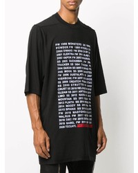 schwarzes und weißes bedrucktes T-Shirt mit einem Rundhalsausschnitt von Rick Owens DRKSHDW