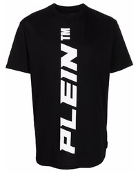 schwarzes und weißes bedrucktes T-Shirt mit einem Rundhalsausschnitt von Philipp Plein