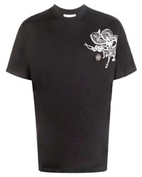 schwarzes und weißes bedrucktes T-Shirt mit einem Rundhalsausschnitt von Philipp Plein