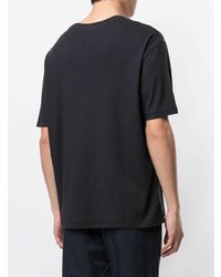 schwarzes und weißes bedrucktes T-Shirt mit einem Rundhalsausschnitt von Emporio Armani