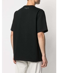 schwarzes und weißes bedrucktes T-Shirt mit einem Rundhalsausschnitt von Trussardi