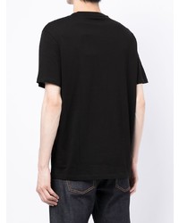 schwarzes und weißes bedrucktes T-Shirt mit einem Rundhalsausschnitt von Armani Exchange