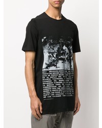 schwarzes und weißes bedrucktes T-Shirt mit einem Rundhalsausschnitt von Rick Owens DRKSHDW