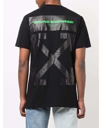 schwarzes und weißes bedrucktes T-Shirt mit einem Rundhalsausschnitt von Off-White