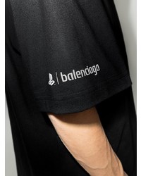 schwarzes und weißes bedrucktes T-Shirt mit einem Rundhalsausschnitt von Balenciaga