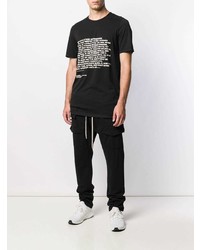 schwarzes und weißes bedrucktes T-Shirt mit einem Rundhalsausschnitt von Rick Owens DRKSHDW