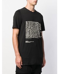 schwarzes und weißes bedrucktes T-Shirt mit einem Rundhalsausschnitt von Rick Owens DRKSHDW