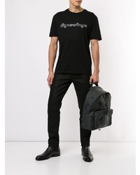 schwarzes und weißes bedrucktes T-Shirt mit einem Rundhalsausschnitt von Emporio Armani