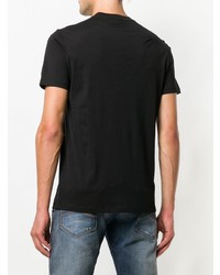 schwarzes und weißes bedrucktes T-Shirt mit einem Rundhalsausschnitt von Emporio Armani