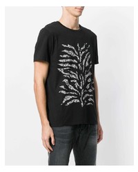 schwarzes und weißes bedrucktes T-Shirt mit einem Rundhalsausschnitt von Just Cavalli