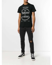 schwarzes und weißes bedrucktes T-Shirt mit einem Rundhalsausschnitt von Diesel