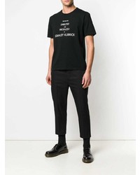 schwarzes und weißes bedrucktes T-Shirt mit einem Rundhalsausschnitt von Undercover