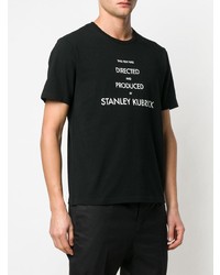 schwarzes und weißes bedrucktes T-Shirt mit einem Rundhalsausschnitt von Undercover