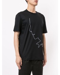 schwarzes und weißes bedrucktes T-Shirt mit einem Rundhalsausschnitt von Giorgio Armani