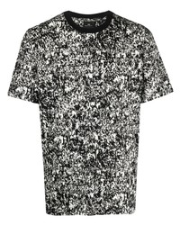 schwarzes und weißes bedrucktes T-Shirt mit einem Rundhalsausschnitt von PS Paul Smith