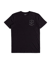 schwarzes und weißes bedrucktes T-Shirt mit einem Rundhalsausschnitt