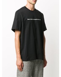 schwarzes und weißes bedrucktes T-Shirt mit einem Rundhalsausschnitt von MSGM