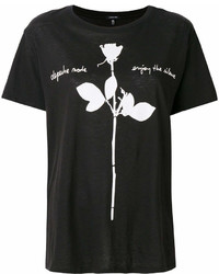 schwarzes und weißes bedrucktes T-Shirt mit einem Rundhalsausschnitt von R 13