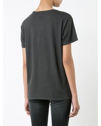 schwarzes und weißes bedrucktes T-Shirt mit einem Rundhalsausschnitt von R 13