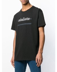 schwarzes und weißes bedrucktes T-Shirt mit einem Rundhalsausschnitt von Closed