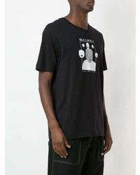 schwarzes und weißes bedrucktes T-Shirt mit einem Rundhalsausschnitt von Àlg