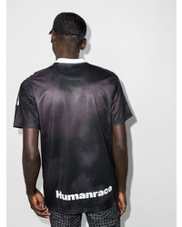 schwarzes und weißes bedrucktes T-Shirt mit einem Rundhalsausschnitt von Adidas By Pharrell Williams