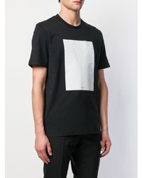 schwarzes und weißes bedrucktes T-Shirt mit einem Rundhalsausschnitt von Maison Margiela