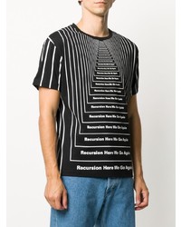 schwarzes und weißes bedrucktes T-Shirt mit einem Rundhalsausschnitt von PACO RABANNE