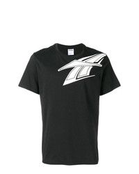 schwarzes und weißes bedrucktes T-Shirt mit einem Rundhalsausschnitt von Reebok