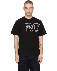 schwarzes und weißes bedrucktes T-Shirt mit einem Rundhalsausschnitt von Reese Cooper® 