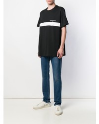 schwarzes und weißes bedrucktes T-Shirt mit einem Rundhalsausschnitt von Givenchy