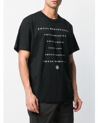 schwarzes und weißes bedrucktes T-Shirt mit einem Rundhalsausschnitt von Yang Li