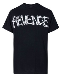 schwarzes und weißes bedrucktes T-Shirt mit einem Rundhalsausschnitt von Revenge