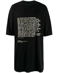 schwarzes und weißes bedrucktes T-Shirt mit einem Rundhalsausschnitt von Rick Owens DRKSHDW