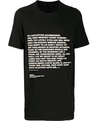 schwarzes und weißes bedrucktes T-Shirt mit einem Rundhalsausschnitt von Rick Owens DRKSHDW