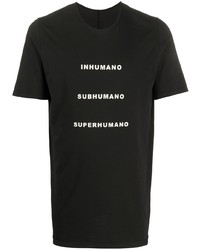 schwarzes und weißes bedrucktes T-Shirt mit einem Rundhalsausschnitt von Rick Owens DRKSHDW