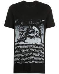 schwarzes und weißes bedrucktes T-Shirt mit einem Rundhalsausschnitt von Rick Owens DRKSHDW