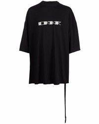 schwarzes und weißes bedrucktes T-Shirt mit einem Rundhalsausschnitt von Rick Owens DRKSHDW