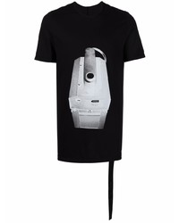 schwarzes und weißes bedrucktes T-Shirt mit einem Rundhalsausschnitt von Rick Owens DRKSHDW