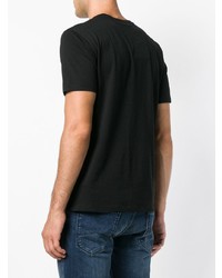 schwarzes und weißes bedrucktes T-Shirt mit einem Rundhalsausschnitt von Emporio Armani