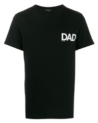 schwarzes und weißes bedrucktes T-Shirt mit einem Rundhalsausschnitt von Ron Dorff
