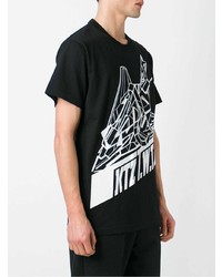 schwarzes und weißes bedrucktes T-Shirt mit einem Rundhalsausschnitt von Ktz