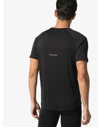 schwarzes und weißes bedrucktes T-Shirt mit einem Rundhalsausschnitt von Asics