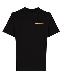 schwarzes und weißes bedrucktes T-Shirt mit einem Rundhalsausschnitt von Sacai