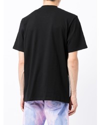 schwarzes und weißes bedrucktes T-Shirt mit einem Rundhalsausschnitt von MSGM