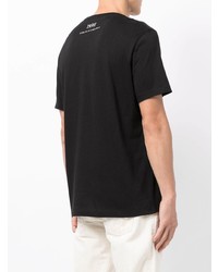 schwarzes und weißes bedrucktes T-Shirt mit einem Rundhalsausschnitt von Armani Exchange